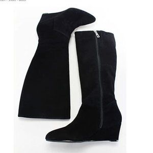 Marc Fisher "Verifies" knee high boots suede wedge